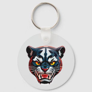 Aggressive Tiger Head Illustration Keychain