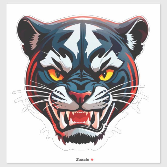 Aggressive Tiger Head Illustration Sticker (Sheet)