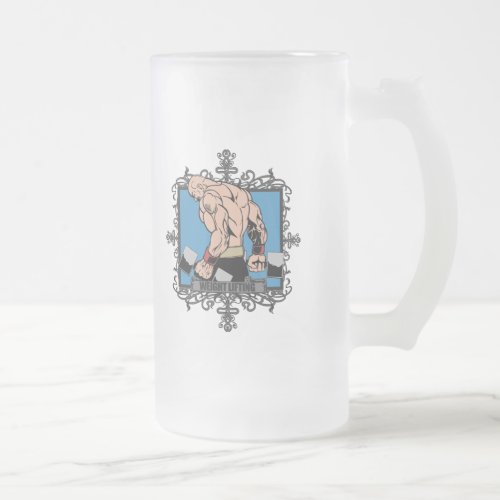 Aggressive Weight Lifting Frosted Glass Beer Mug