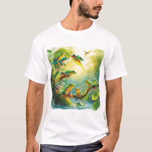 Agile Frogs in Harmony 040624AREF108 _ Watercolor T_Shirt