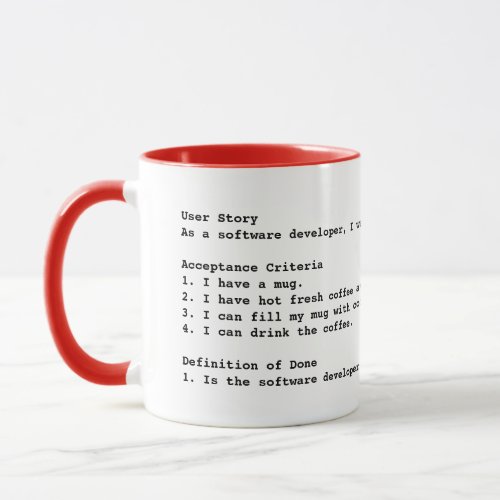 Agile user story acceptance criteria mug