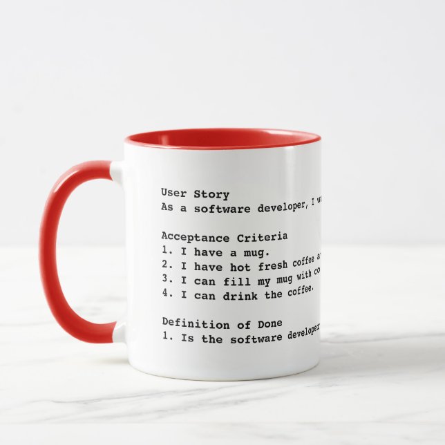 Agile user story acceptance criteria mug (Left)