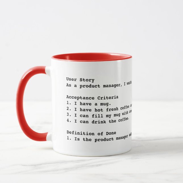 Agile user story acceptance criteria mug - PM (Left)