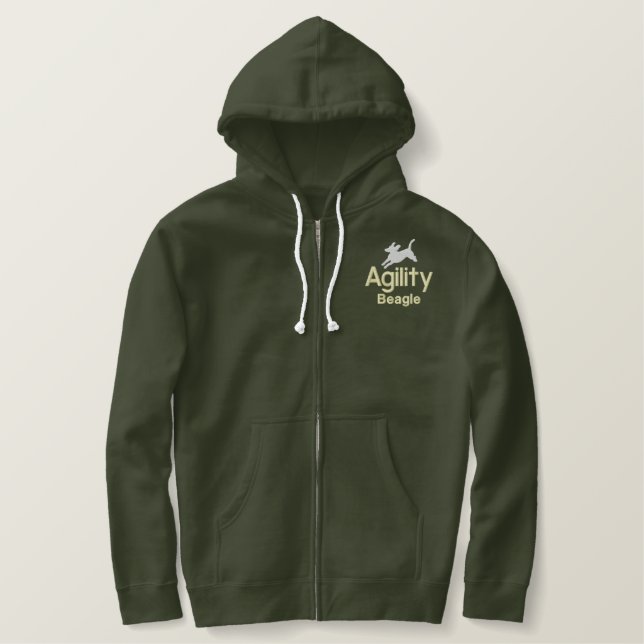 Agility Beagle Embroidered Hoodie (Design Front)