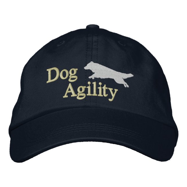 Agility Border Collie Dark Embroidered Baseball Cap (Front)