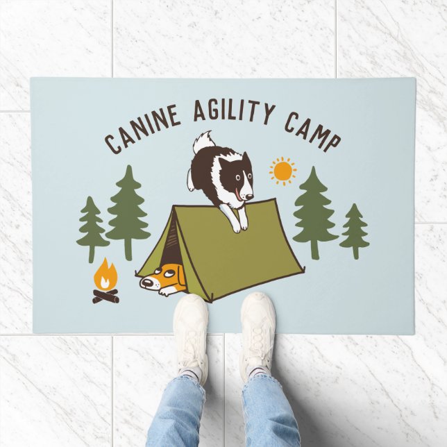 Agility Dog Cute Border Collie Camp Custom Doormat (Indoor)