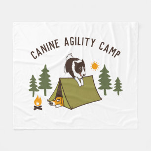 Agility Dog Cute Border Collie Camp Custom Fleece Blanket