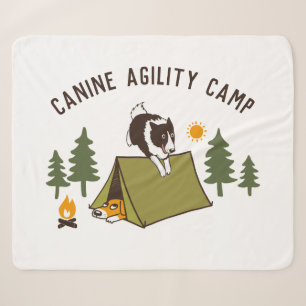 Agility Dog Cute Border Collie Camp Custom Sherpa Blanket