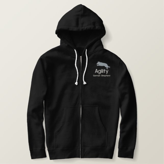 Agility German Shepherd Embroidered Hoodie (Design Front)