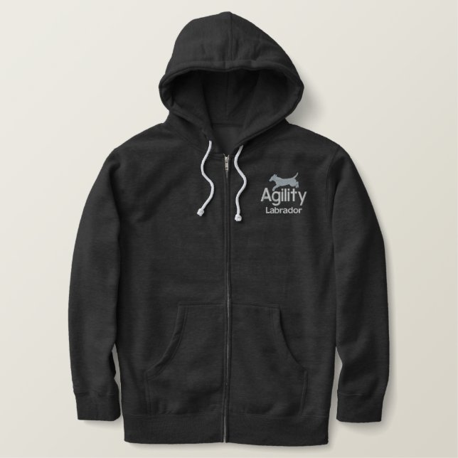 Agility Labrador Retriever Embroidered Hoodie (Design Front)