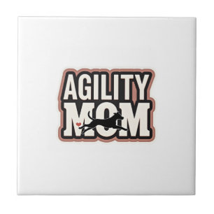 Agility Mom Vintage Dog Agility Silhouette Typogra Ceramic Tile