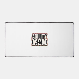 Agility Mom Vintage Dog Agility Silhouette Typogra Desk Mat