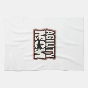 Agility Mom Vintage Dog Agility Silhouette Typogra Kitchen Towel