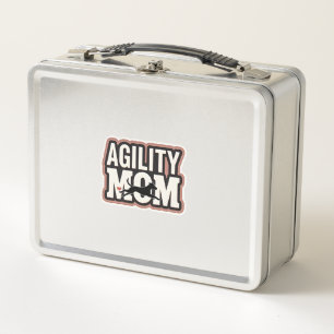 Agility Mom Vintage Dog Agility Silhouette Typogra Metal Lunch Box