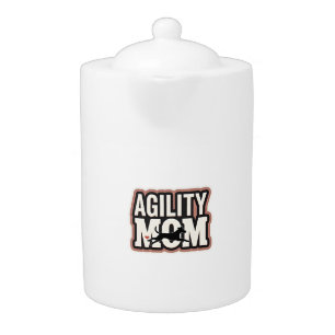 Agility Mom Vintage Dog Agility Silhouette Typogra Teapot