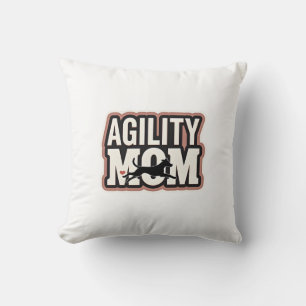 Agility Mom Vintage Dog Agility Silhouette Typogra Throw Pillow