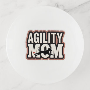Agility Mom Vintage Dog Agility Silhouette Typogra Trinket Tray