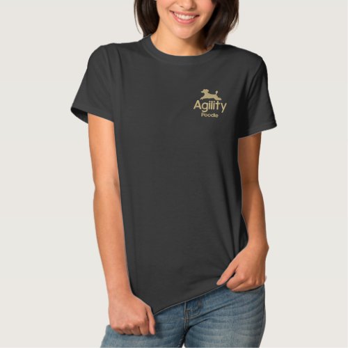 Agility Poodle Embroidered T_Shirt
