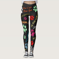 Agility quotes with multi colored paw prints leggings