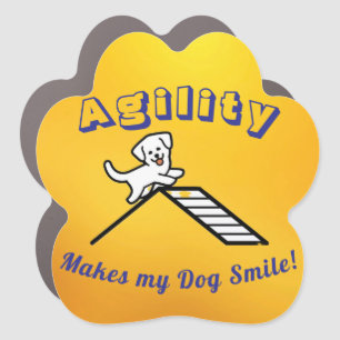 Agility themed paw print magnet, Smiling dog Car Magnet