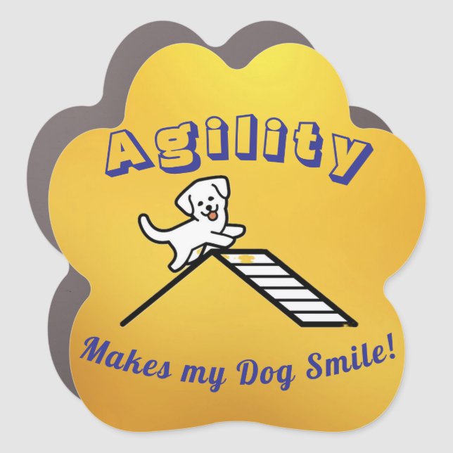 Agility themed paw print magnet, Smiling dog Car Magnet (Front)