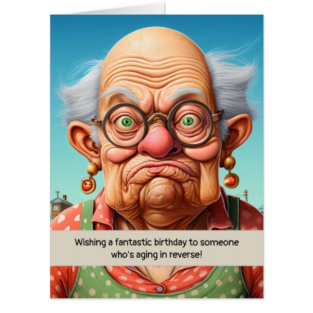 Aging in reverse milestone Birthday Card (Front)