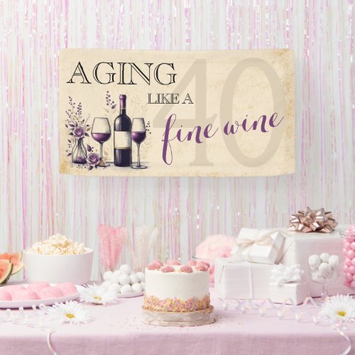 Aging Like A Fine Wine 40th Birthday Banner