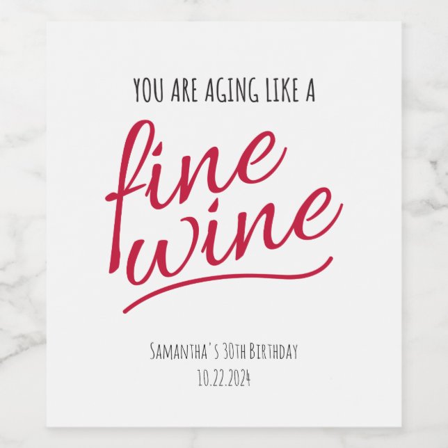 Aging Like A Fine Wine Personalized Wine Labels (Single Label)