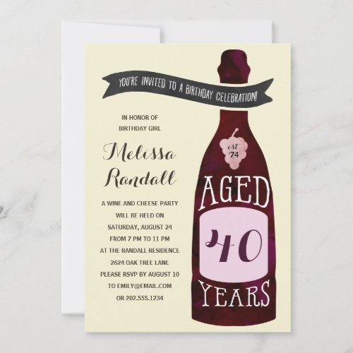 Aging Like Fine Wine  Birthday Party Invitation
