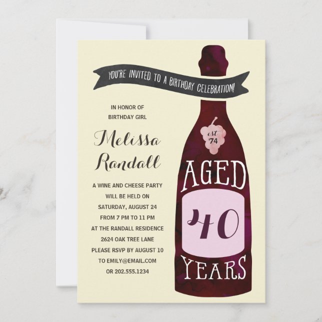 Aging Like Fine Wine | Birthday Party Invitation (Front)