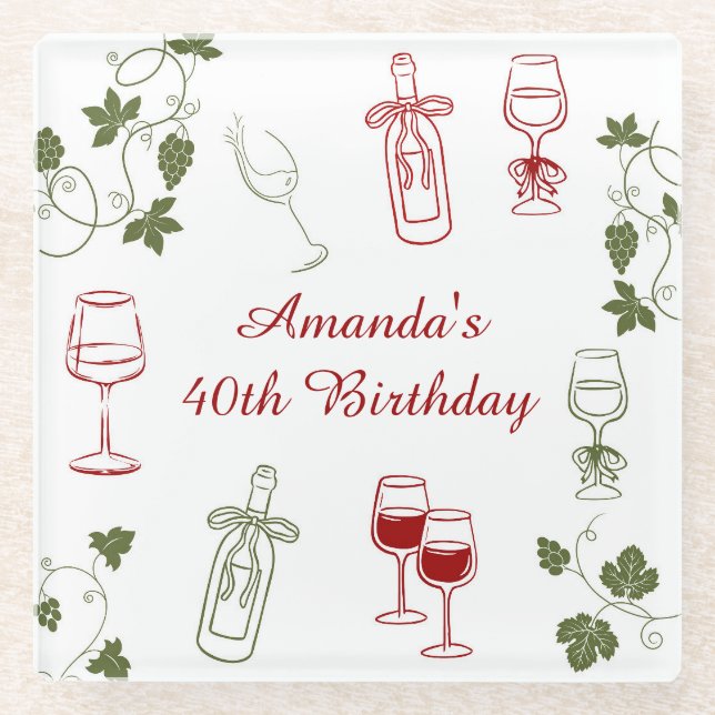  Aging Like Fine Wine Glass Coaster (Front)