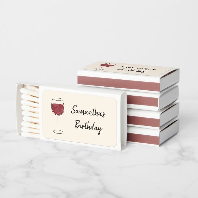 Aging Like Fine Wine Red Wine Glass Birthday Matchboxes (Stacked)
