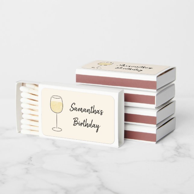 Aging Like Fine Wine White Wine Glass Birthday Matchboxes (Stacked)
