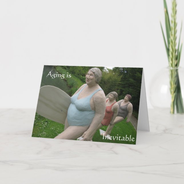 Aging surfers birthday card old age humor (Front)