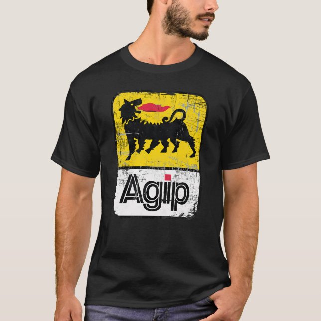 Agip Lubricants Logo 1968, 1998 Distressed Version T-Shirt (Front)