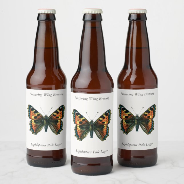 Aglais urticae - The Small Tortoiseshell Butterfly Beer Bottle Label (Bottles)