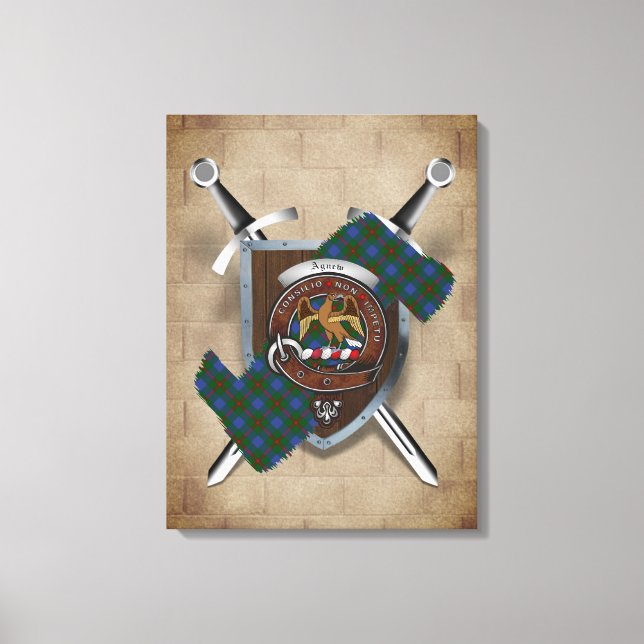 Agnew Clan Badge Crossed Swords Canvas Print (Front)