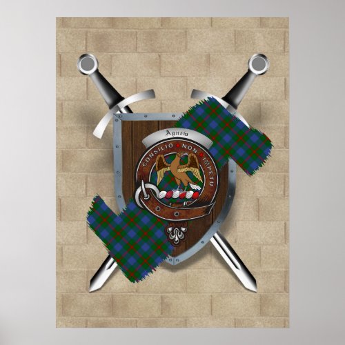 Agnew Clan Badge Crossed Swords Poster 18x24