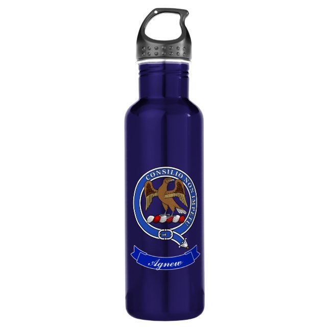 Agnew Clan Badge Personalized Stainless Steel Water Bottle (Front)