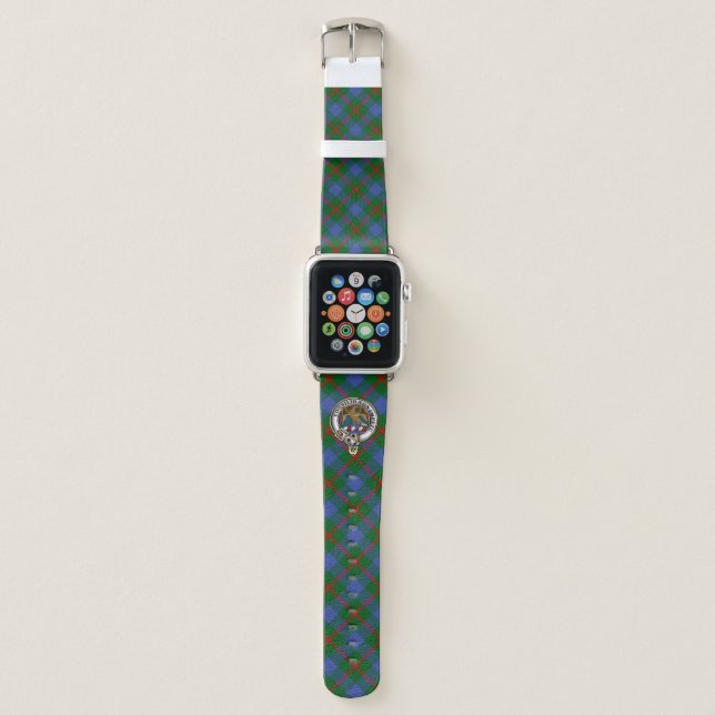 Agnew Clan Badge & Tartan Apple Watch Band (Front)