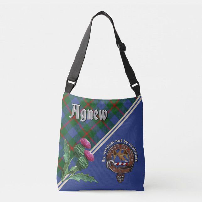 Agnew Clan Badge & Tartan  Crossbody Bag (Front)