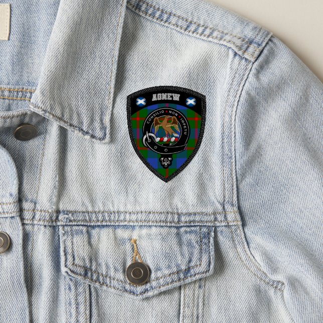 Agnew Clan Badge & Tartan Shield Patch (On Jacket)
