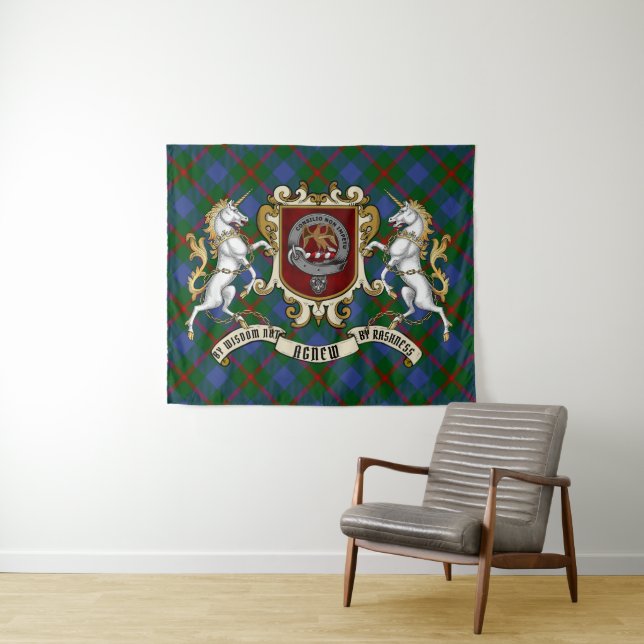Agnew Clan Badge & Tartan Tapestry (In Situ (Horizontal))
