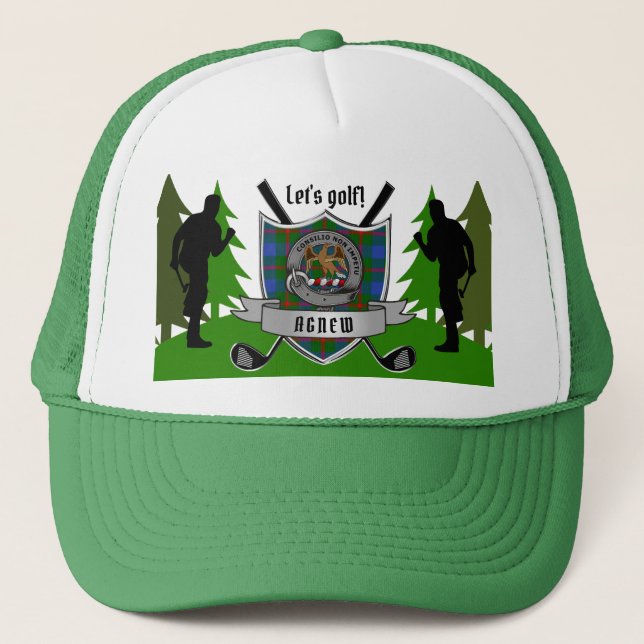 Agnew Personalized Clan Badge Golf Trucker Hat (Front)