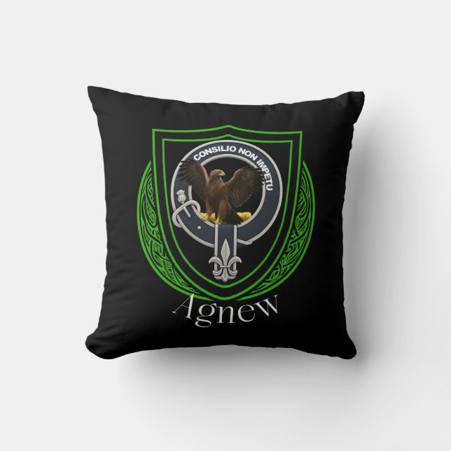 Agnew Scottish Clan Crest Throw Pillow (Front)