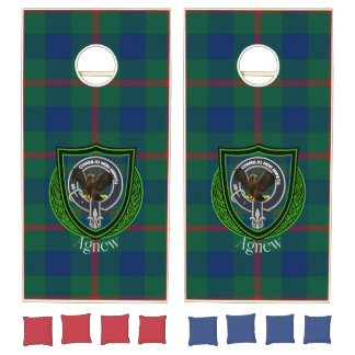 Agnew Scottish Clan Tartan Crest Cornhole Set