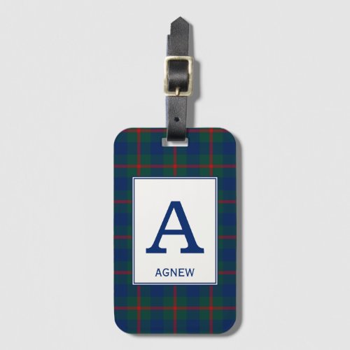 Agnew Tartan Green and Blue Plaid Pattern Luggage Tag