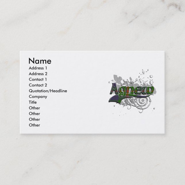 Agnew Tartan Grunge Business Card (Front)