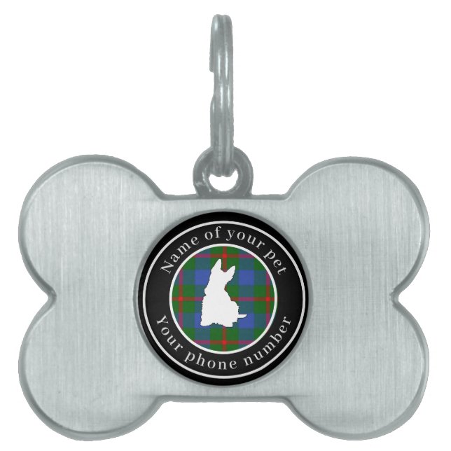 Agnew Tartan Scottie Dog Personalized Pet ID Tag (Front)