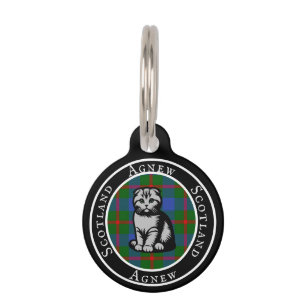 Agnew Tartan & Scottish Kitty Personalized Pet ID Tag